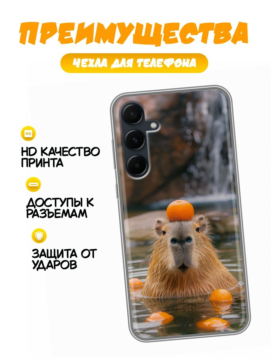 Чехол для Samsung Galaxy A55 5G с принтом Смешные капибары (Самсунг Галакси А55 5G) — фото 1
