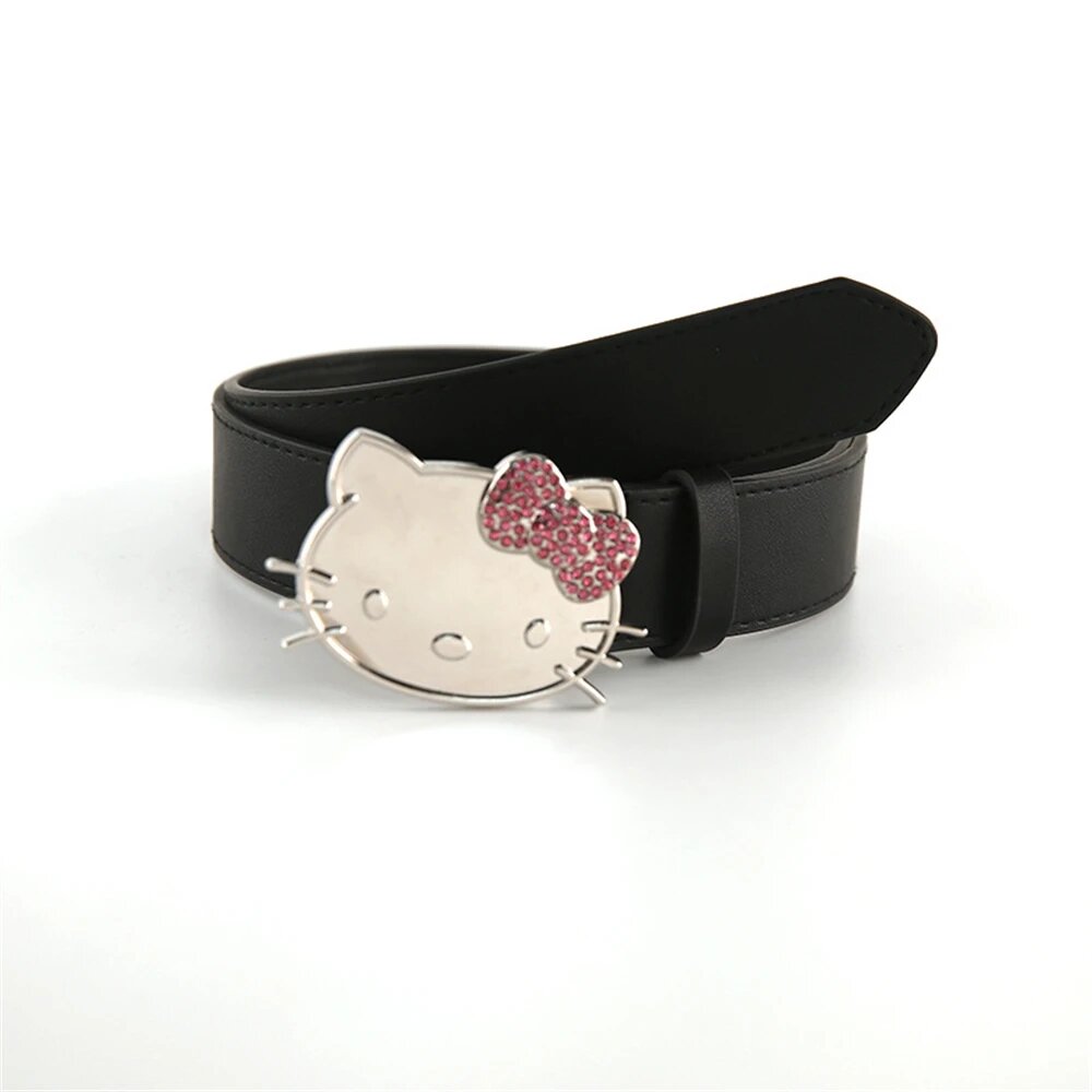 Ремень Hello Kitty с розовыми стразами, девчачий персонаж мультфильма Sanrio Y2K, стиль чернокожей женщины.