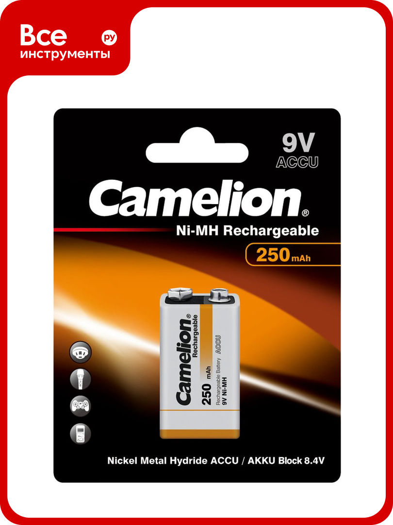 Аккумулятор Camelion 9V-250mAh Ni-Mh BL-1, 5014