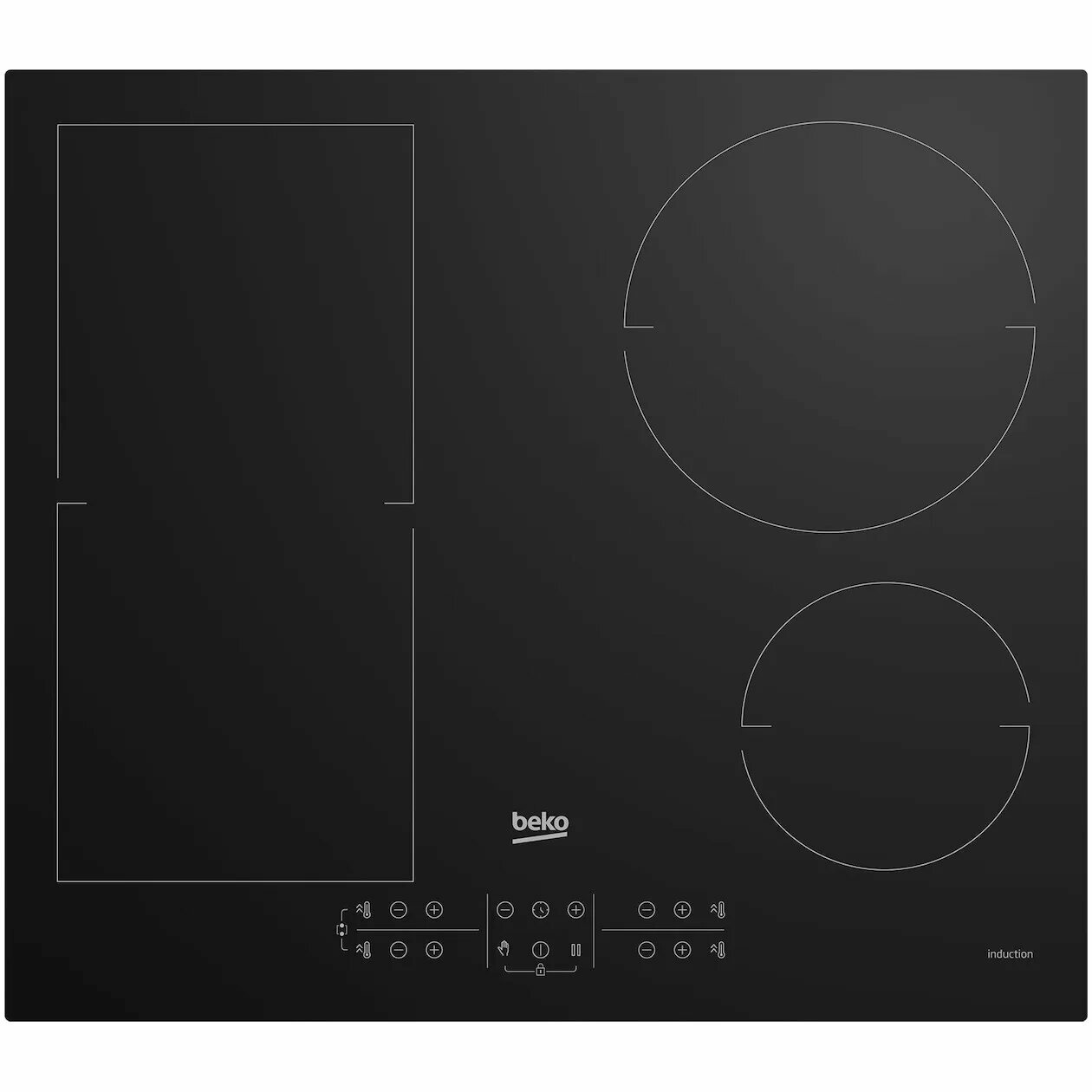 Варочная панель Beko HII64200FMT, индукционная, 4 конфорки, черная