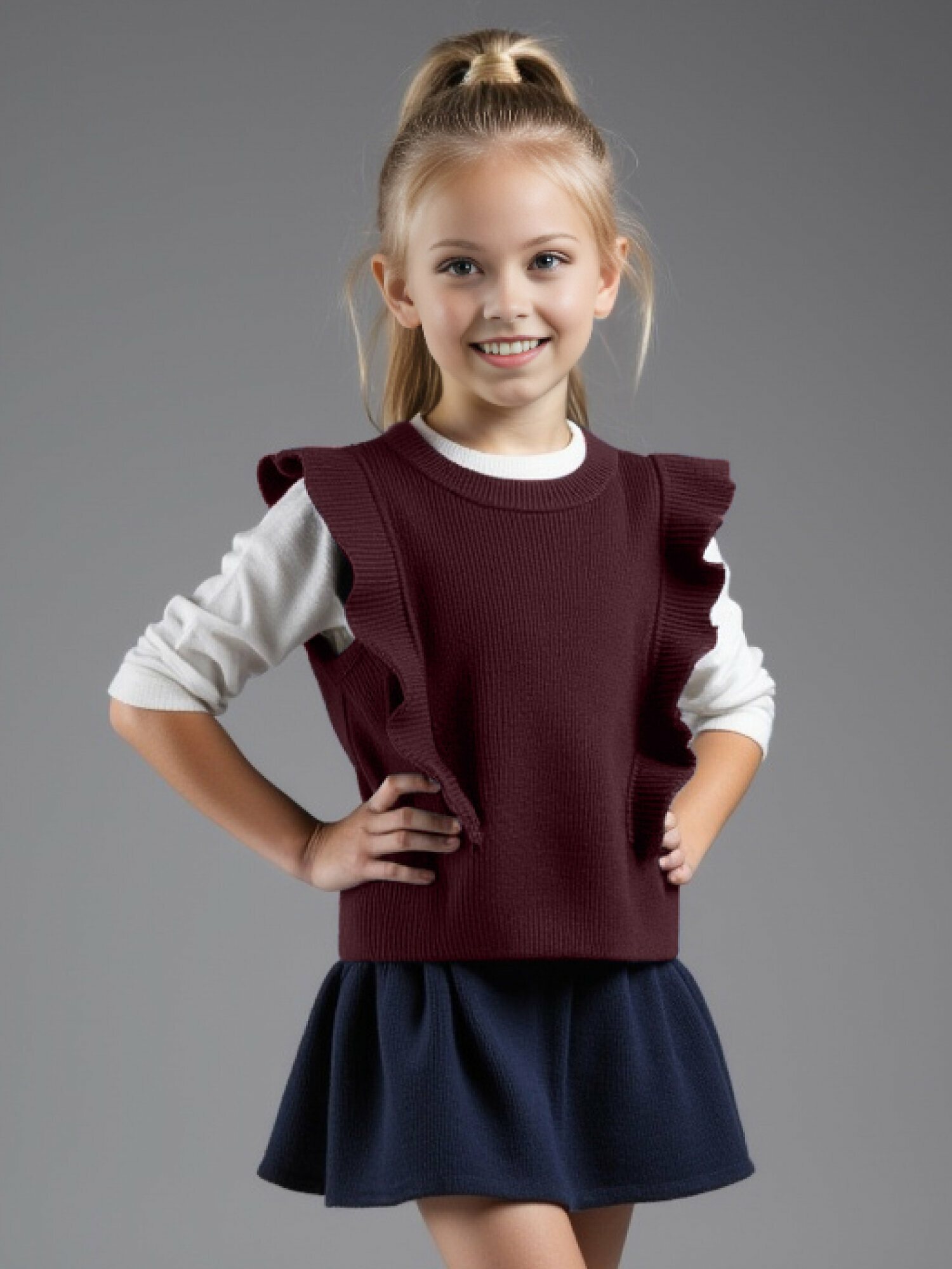 Школьный жилет Amarobaby School, размер 134, бордовый