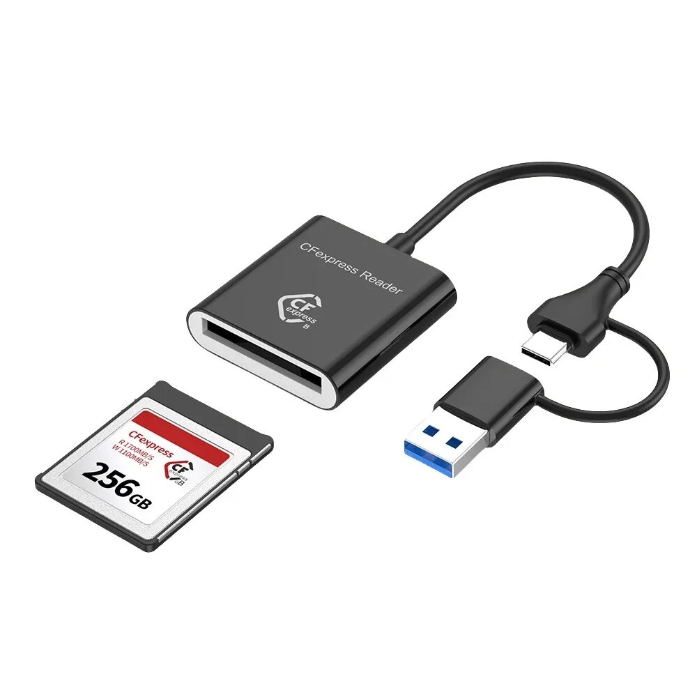 Устройство чтения карт CFexpress Type B, 10 Гбит/с, устройство чтения карт USB3.2 Gen2 USB-C CFe для Android Windows XP/Vista/7/8/8.1/10/11 Mac OS, Card Reader