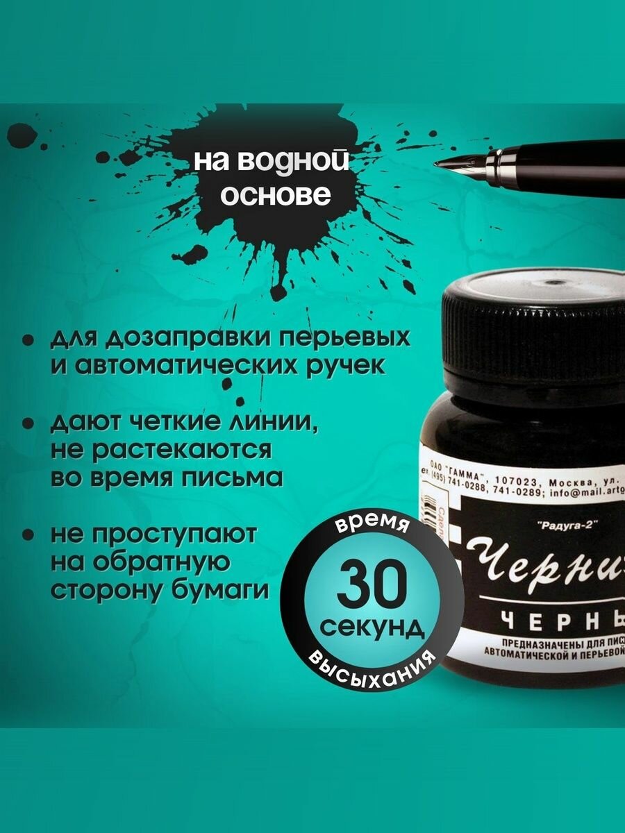 Чернила Гамма для перьевой ручки, для заправки картриджа 70мл. — фото 1