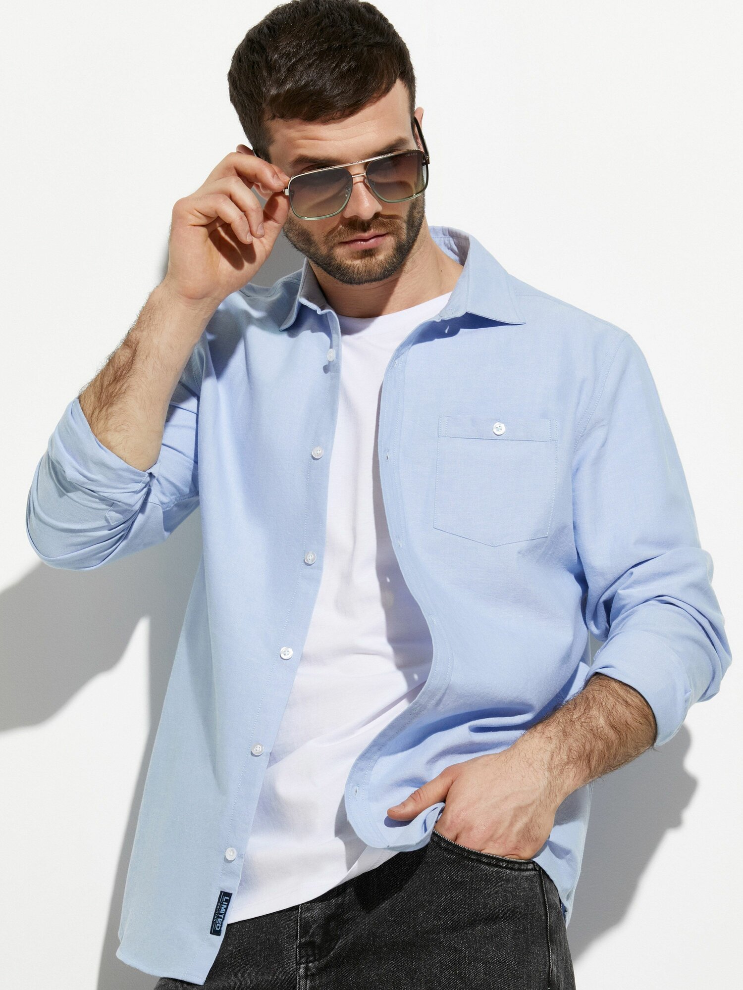 Рубашка BeGood Весна-лето 2025, размер 48, голубой