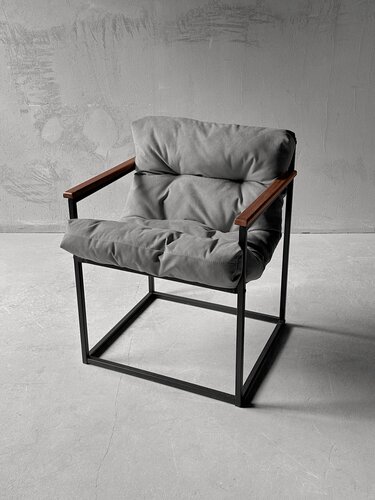 Изображение товара Кресло высокое обеденное Лофтовик + +серый велюр для дома для офиса для дачи для балкона