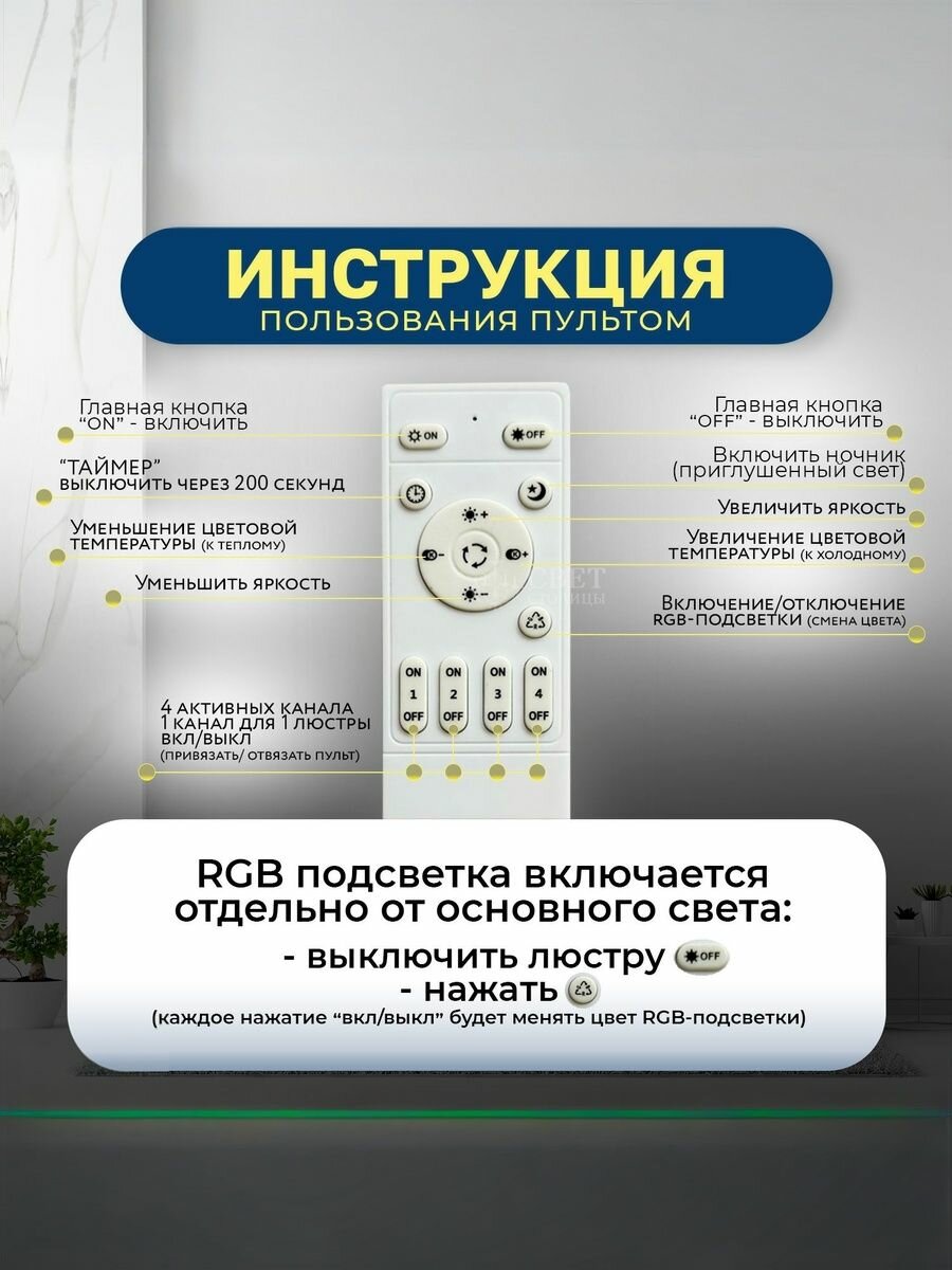 Свет Столицы Люстра потолочная светодиодная с RGB подсветкой и пультом, 115 Вт — фото 1