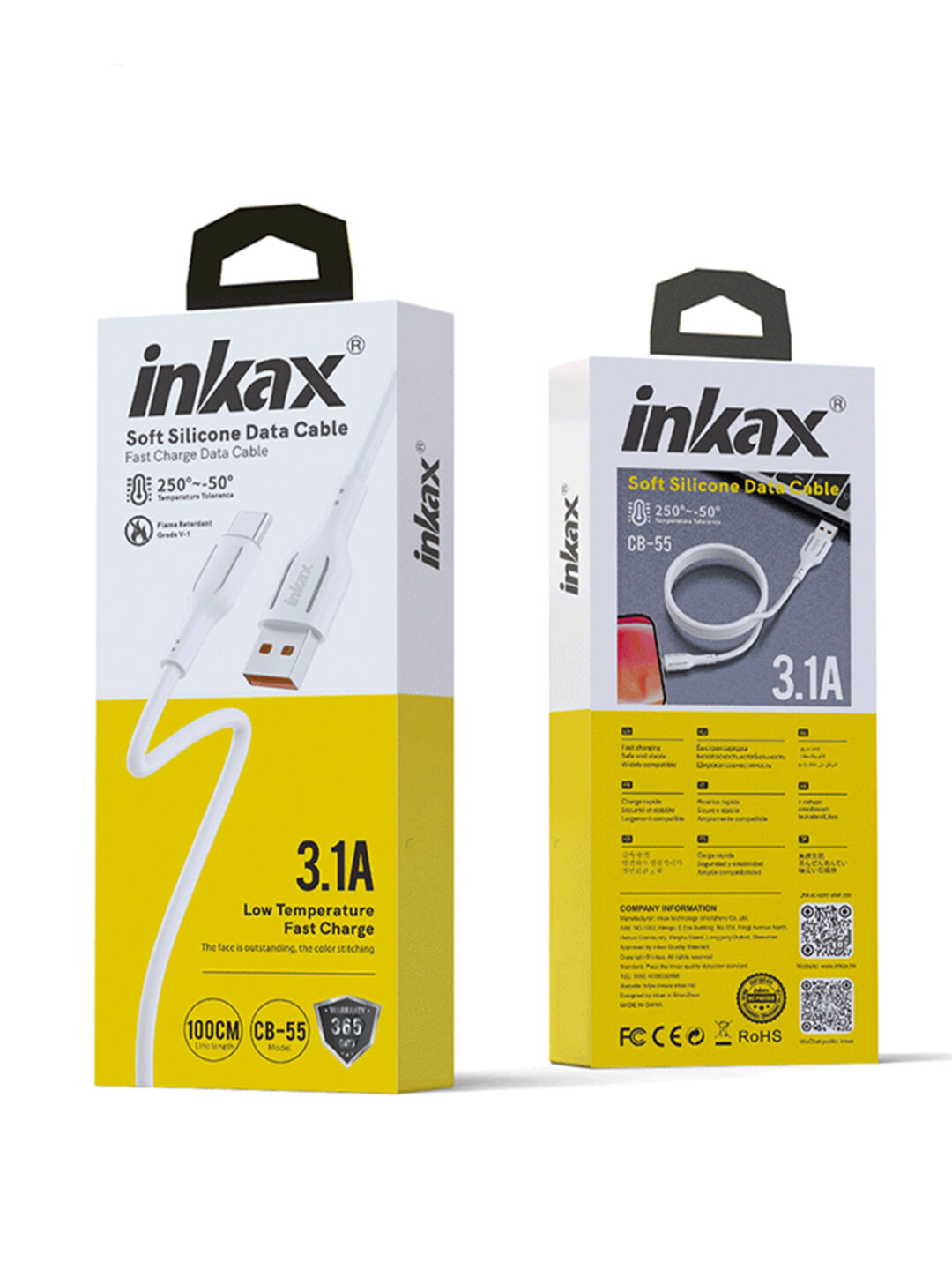 Кабель для зарядки Inkax CB-55, Type-C - Type-C, для быстрой зарядки, 60Вт, 1 м, для передачи данных
