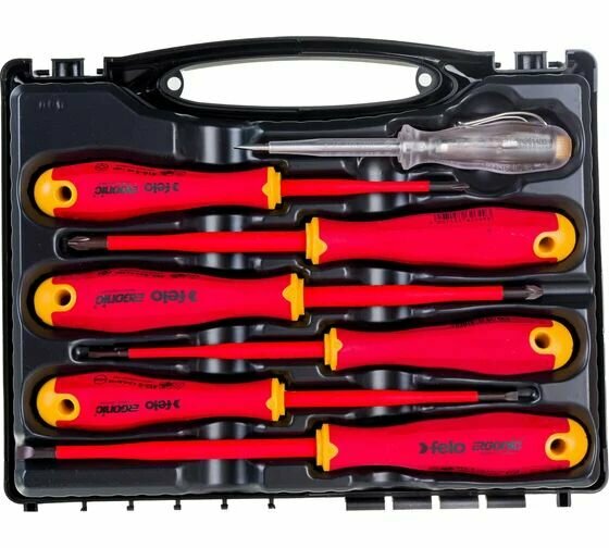 Набор диэлектрических отверток SL/PH/PZ E-Slim отвертка тестер напряжения сети Felo Ergonic в кейсе 7 шт 41380736