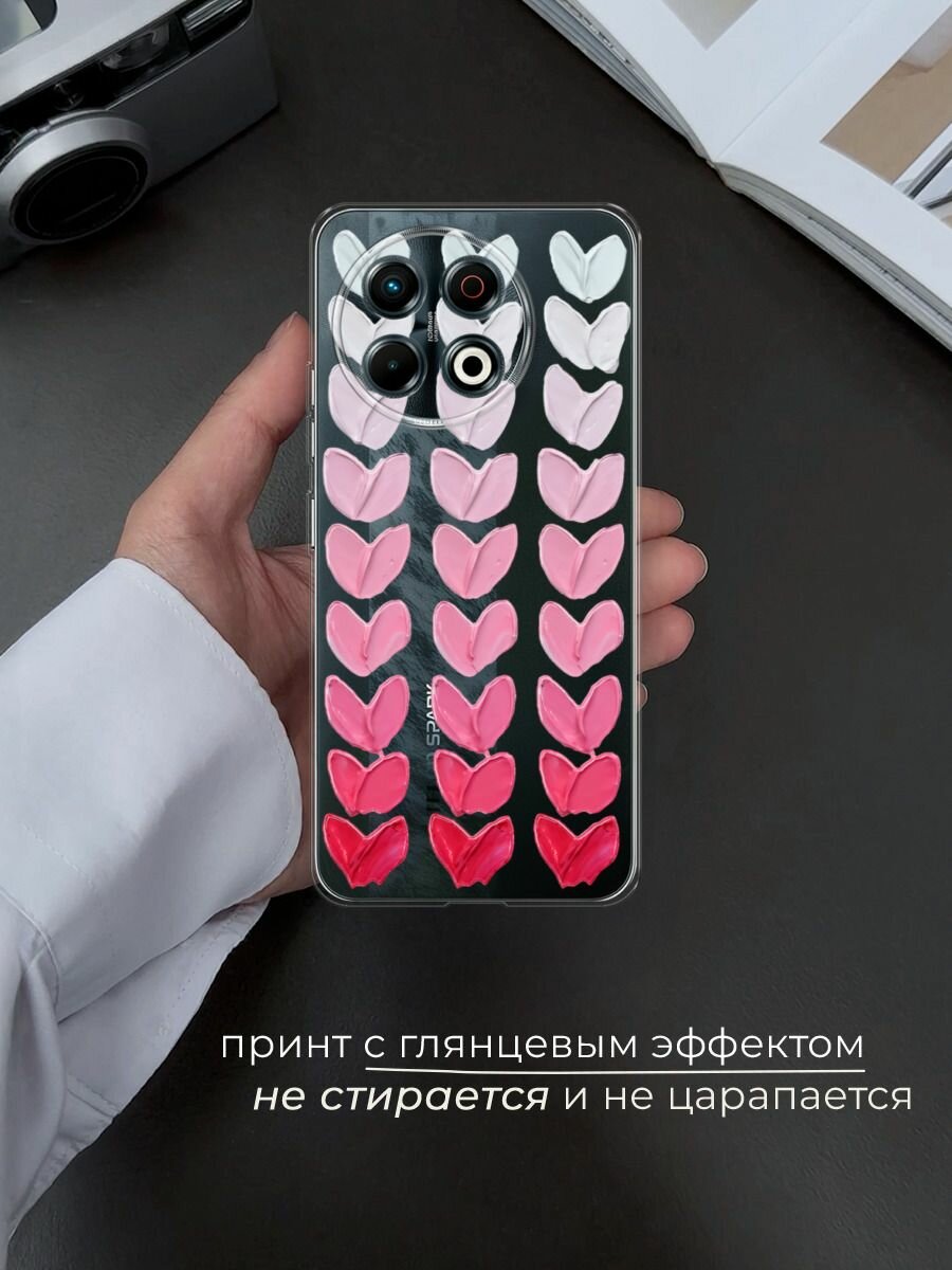 Чехол на Tecno Spark 30 Pro / Текно Спарк 30 Про с принтом "Градиент из сердечек" — фото 1