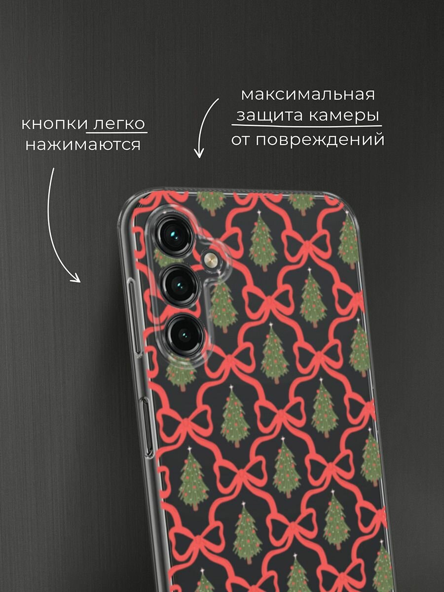 Чехол на Samsung Galaxy A14 4G / Галакси A14 4G с принтом "Елка паттерн 2", прозрачный — фото 1