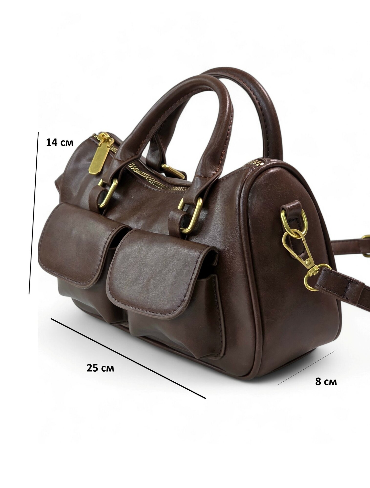 Сумка кросс-боди Evangelina May, фактура гладкая, коричневый — фото 1