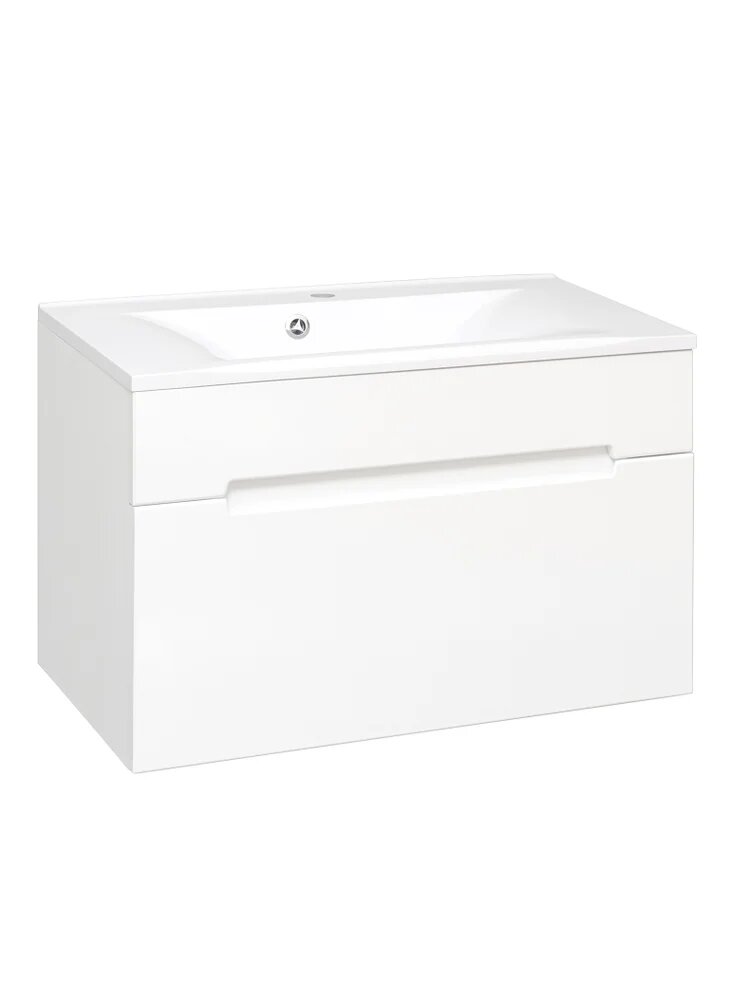 Тумба под раковину без столешницы Aqua de Marco Olivia 80 подвесная 1 ящик глянцевая белая