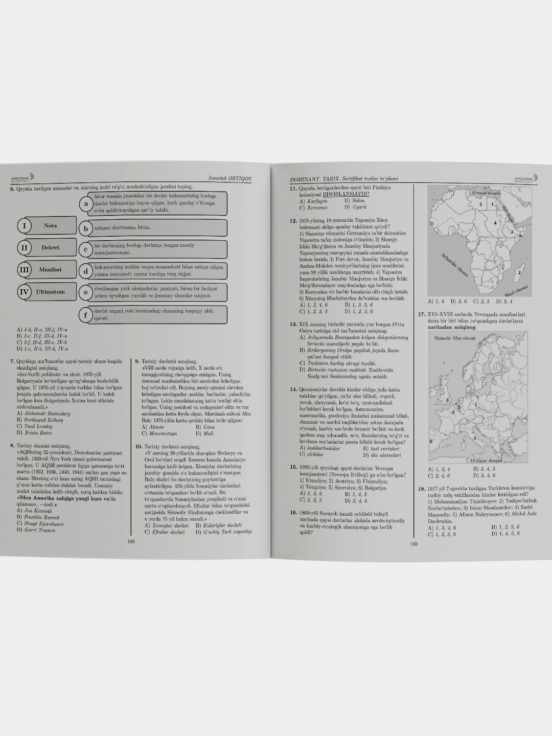 Книга «Dominant, Тарих, Сертификат тестлар тплами», на узбекском, 2025 год — фото 1