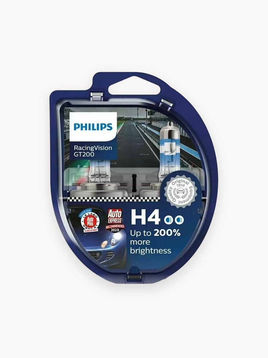 Лампа автомобильная галогенная Philips GT200 12342RGTS2 H4 12V 60/55W P43t-38 2 шт.