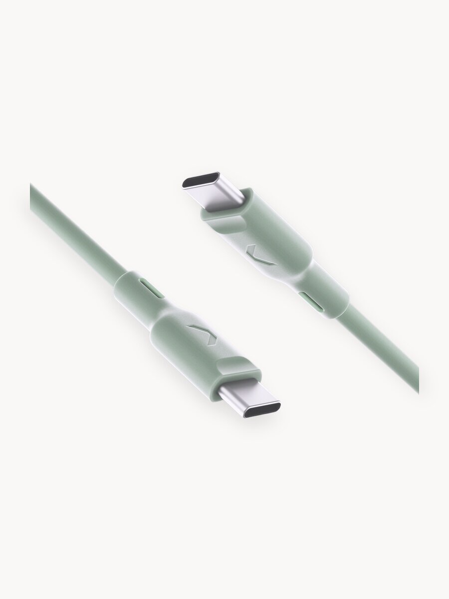 Кабель COMMO Jelly USB Type-C - USB Type-C, 100W, 1,2м, Светлый серо-зелёный