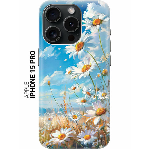 фото Силиконовый чехол на apple iphone 15 pro / эпл айфон 15 про с рисунком "ромашки на поле" slvgo