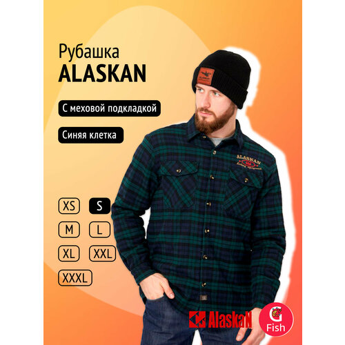 фото Рубашка alaskan, размер s, синий, зеленый