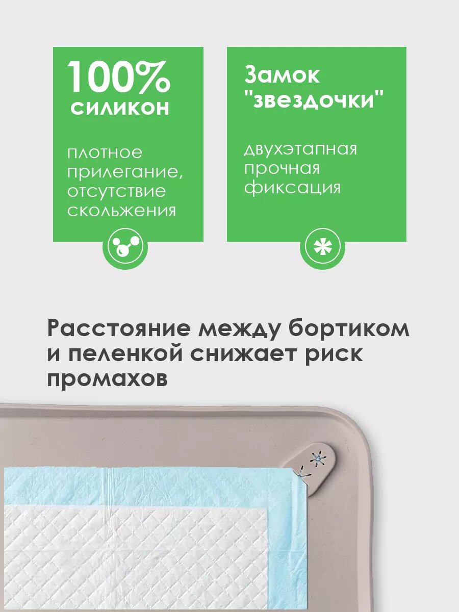Лоток для собак Conflate под пеленку, туалет для собак и щенков мелких, средних, крупных пород, коврик 92*64 бежевый — фото 1