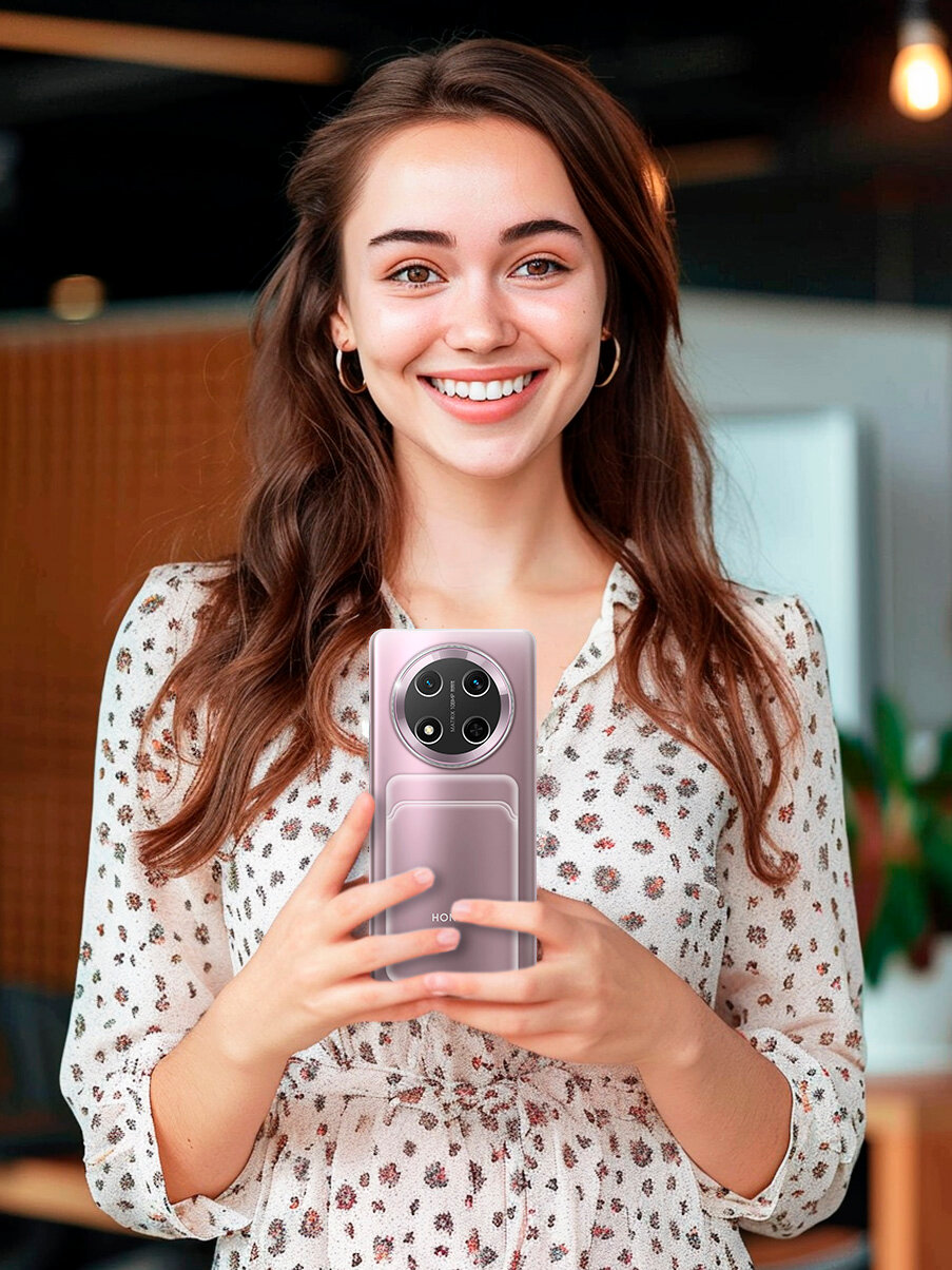 Силиконовый чехол на Honor X9C с карманом для карты прозрачный — фото 1