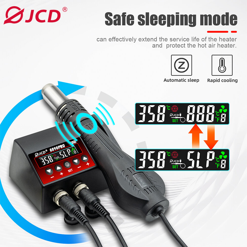 Изображение Новая паяльная станция SMD JCD 8898pro 2 в 1 паяльник горячего воздуха ЖК-цифровой дисплей bga печатной платы IC ремонт