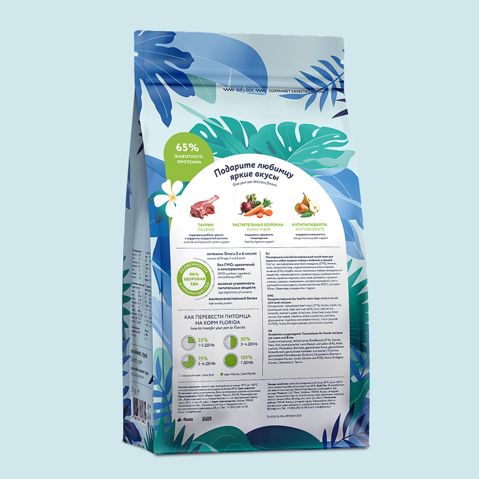 FLORIDA Сухой корм для взрослых собак средних пород с ягненком и грушей, Medium Adult Lamb, набор 2 шт по 3 кг — фото 1