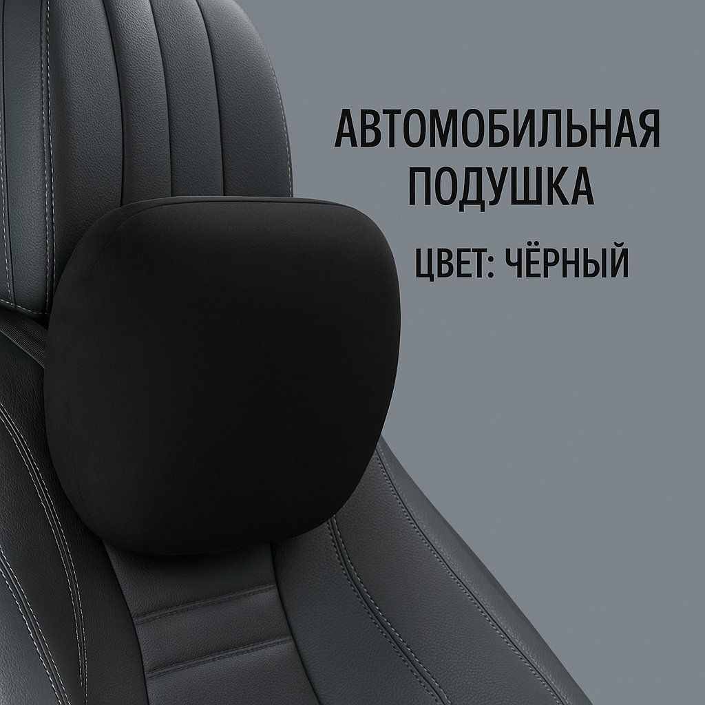 Подушка автомобильная на подголовник, в стиле Maybach, Хлопковый, Замшевый, Чёрный
