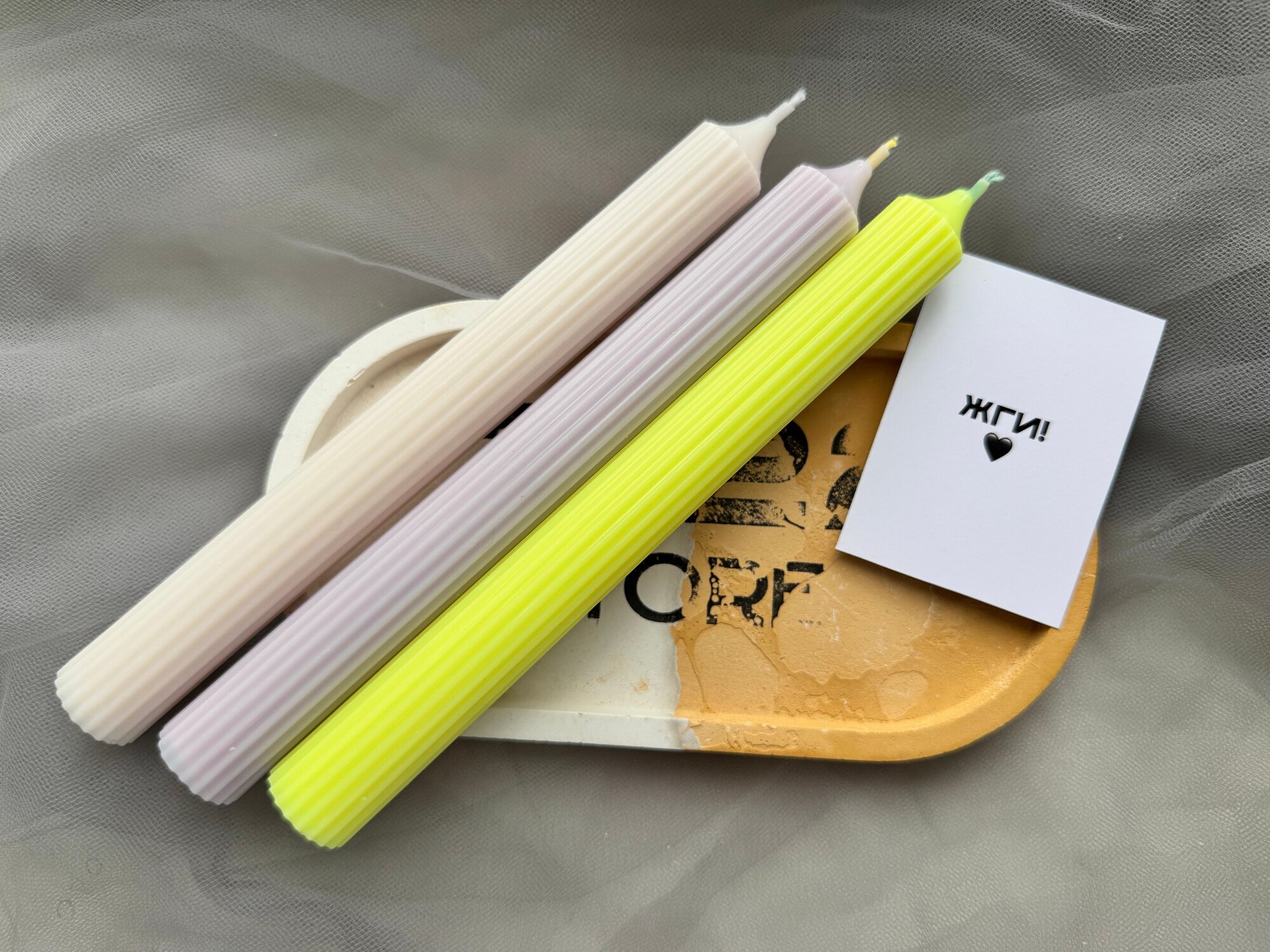 Столовые свечи 12-22 store, оливковый воск, ручная, авторская, 3 шт.