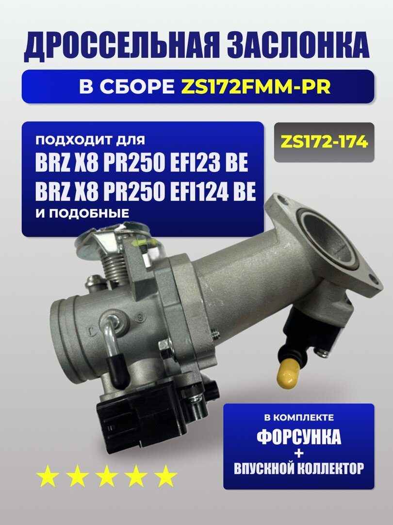 Дроссельная заслонка в сборе с форсункой и впускным коллектором COEUS EFI 172FMM (PR / CB)