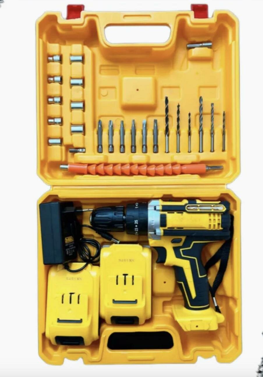 Шуруповёрт, 2 аккумулятора в комплекте, автоотключение, блокировка от случайного включения