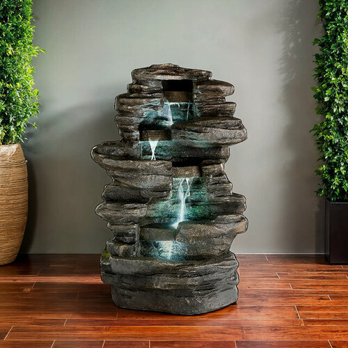 Изображение товара Садовый фонтан Водопад Мильтенберг 98 см с LED подсветкой, Winter Deco, 4080303