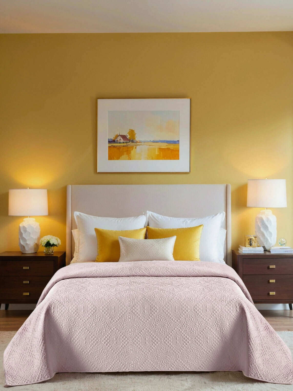 Покрывало евромакси 240х260 Cleo розовое на кровать или диван