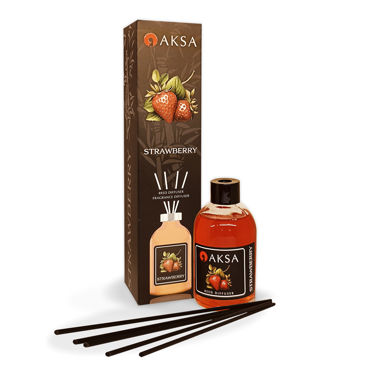 Ароматизатор для дома Диффузор ароматический с палочками Aksa Strawberry (Клубника) 100 мл