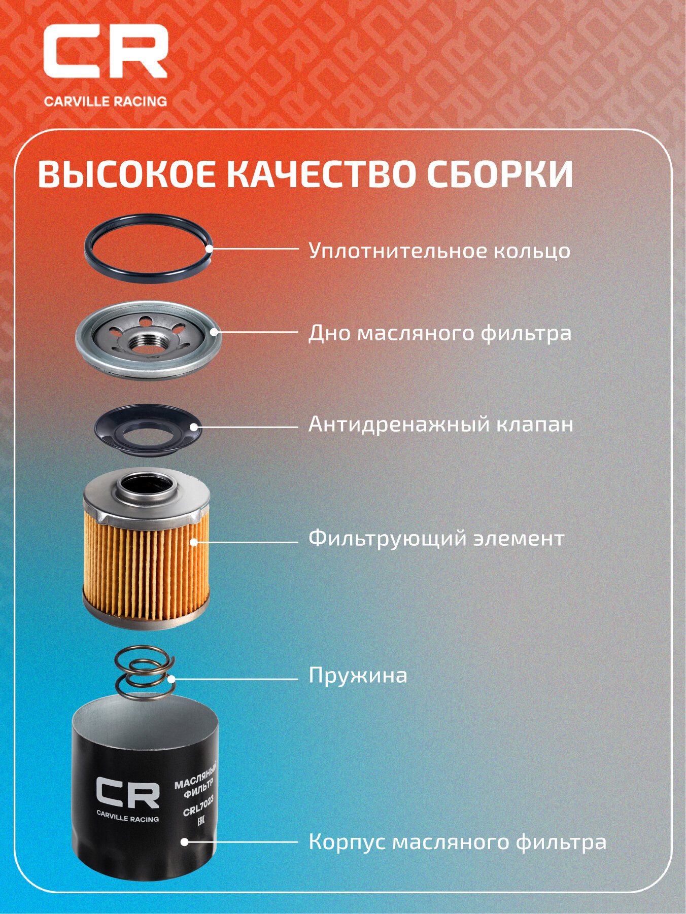 Фильтр масляный для автомобилей Ford Focus II (04-)/ III (11-)/Mondeo III (00-) 1.6Ti/1.8i/2.0i CRL7015 Carville Racing — фото 1