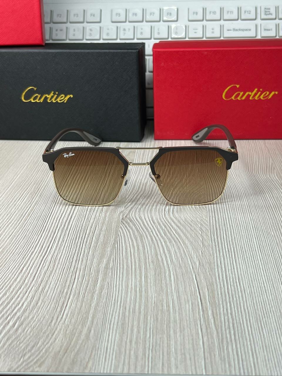 Солнцезащитные очки Ray-Ban, золотой — фото 1