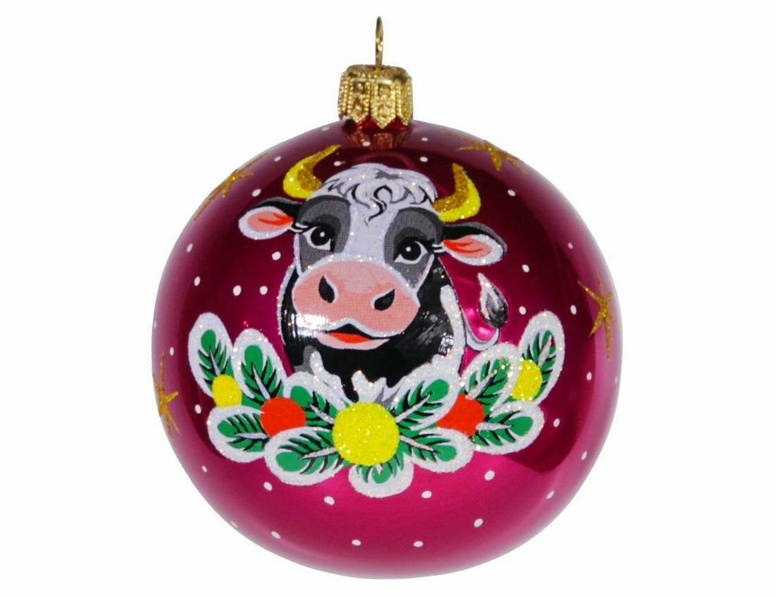 Елочный шар, вишнёвый, 75 мм, Елочка