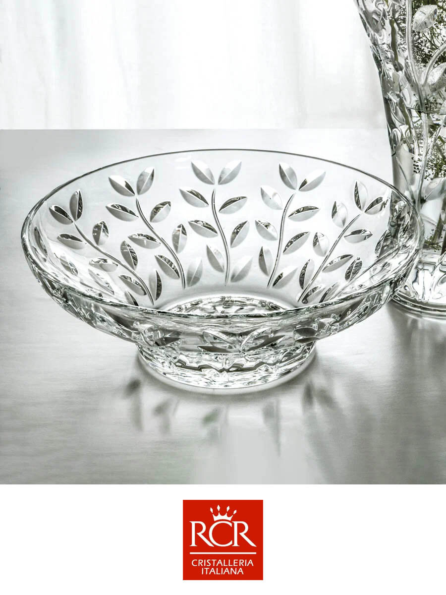 Блюдо глубокое RCR Cristalleria Italiana Laurus 30.5х10 см, хрусталь Luxion®