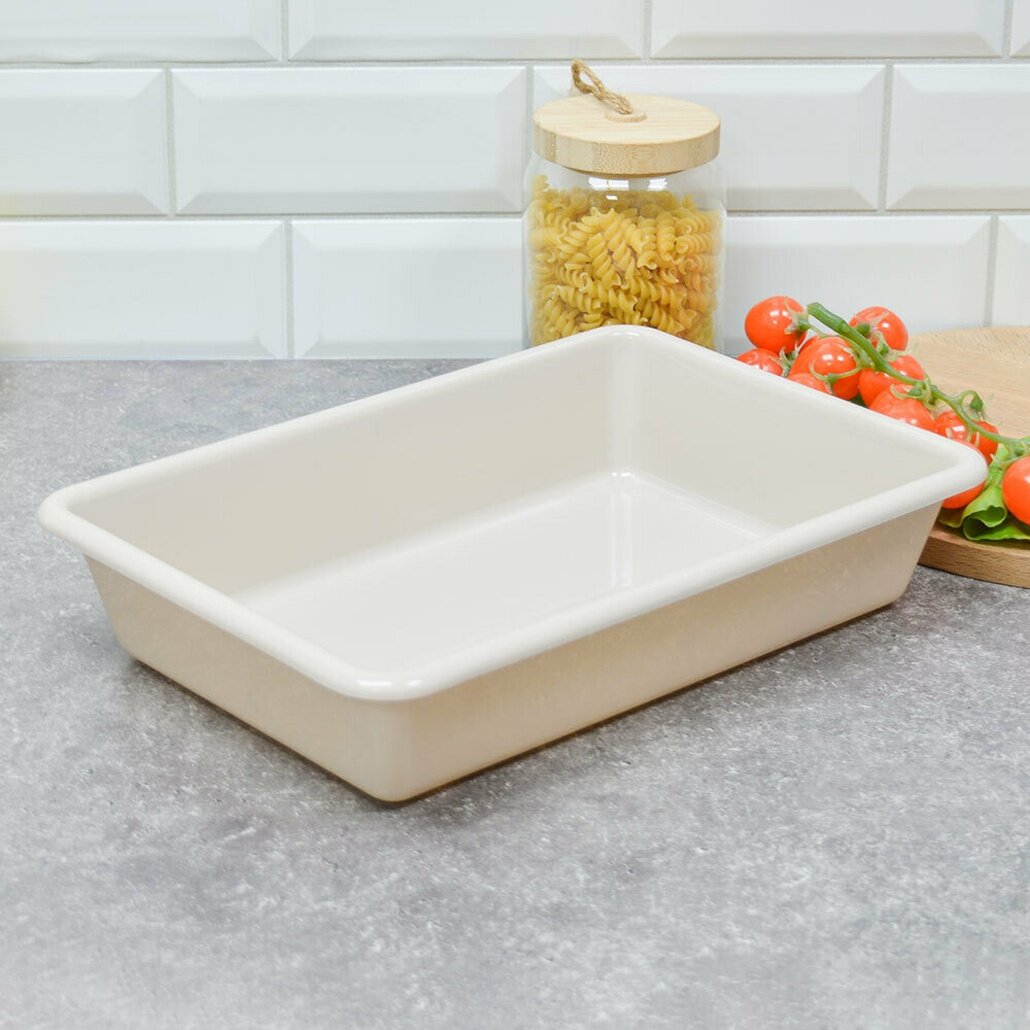 Лоток пластиковый прямоугольный 35л 34х23х68см цвет слоновая кость для хранения