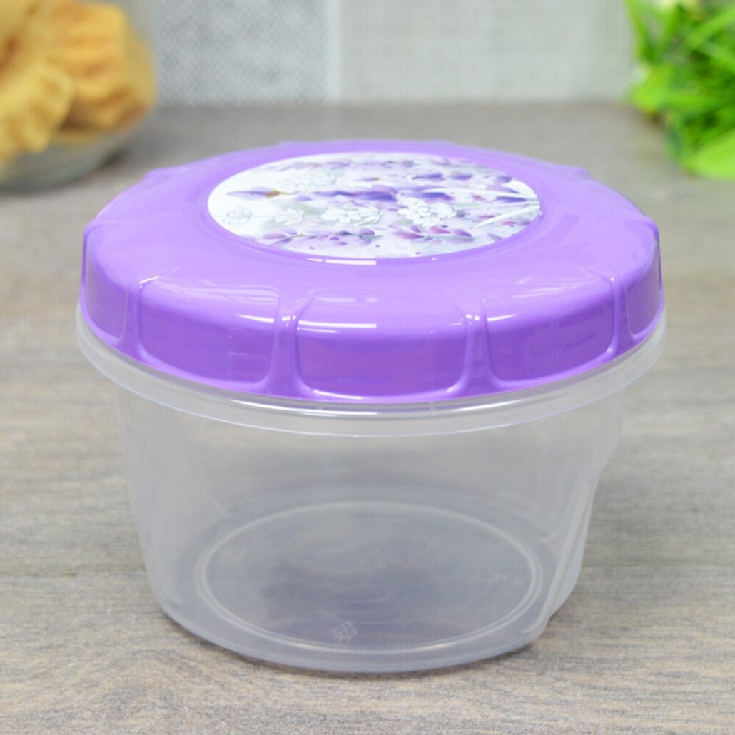 Банка для хранения «Lavender» 07л пластик фиолетовая крышка с цветочным узором