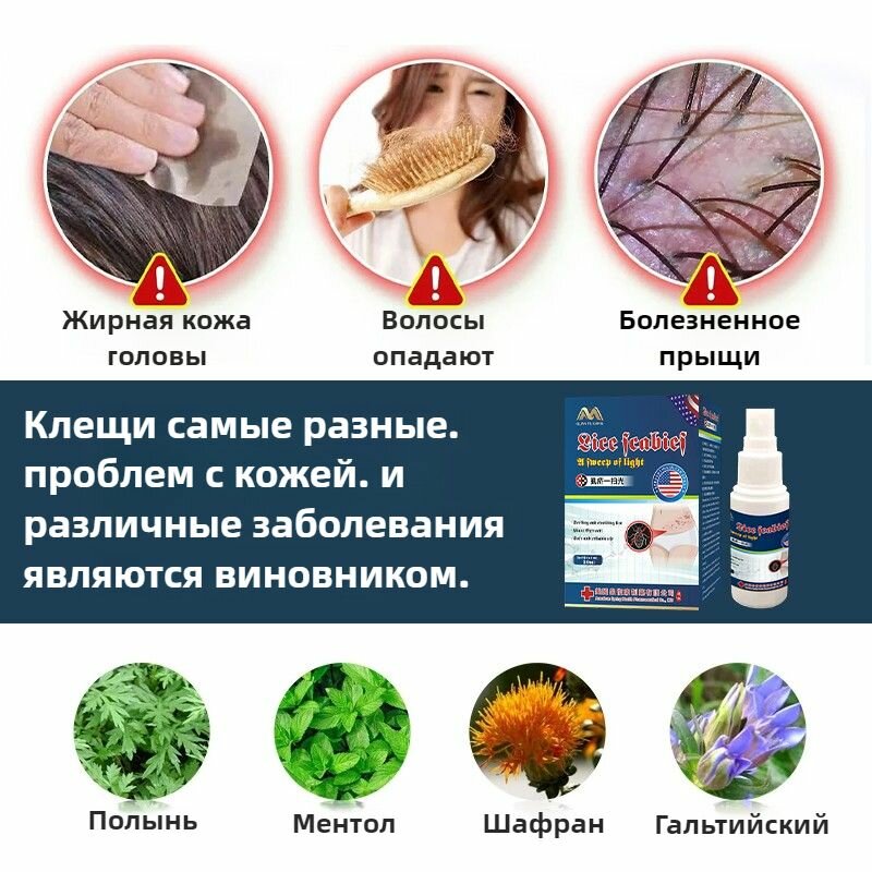 Изображение Американская формула спрей для ухода за кожей от чесотки, псориаза, экземы, дерматита и других кожных заболеваний, 30 мл