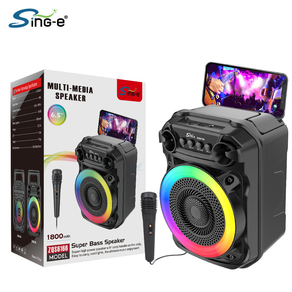 Динамик Sing-e "ZQS6166", RGB, портативный, наружный, с микрофоном
