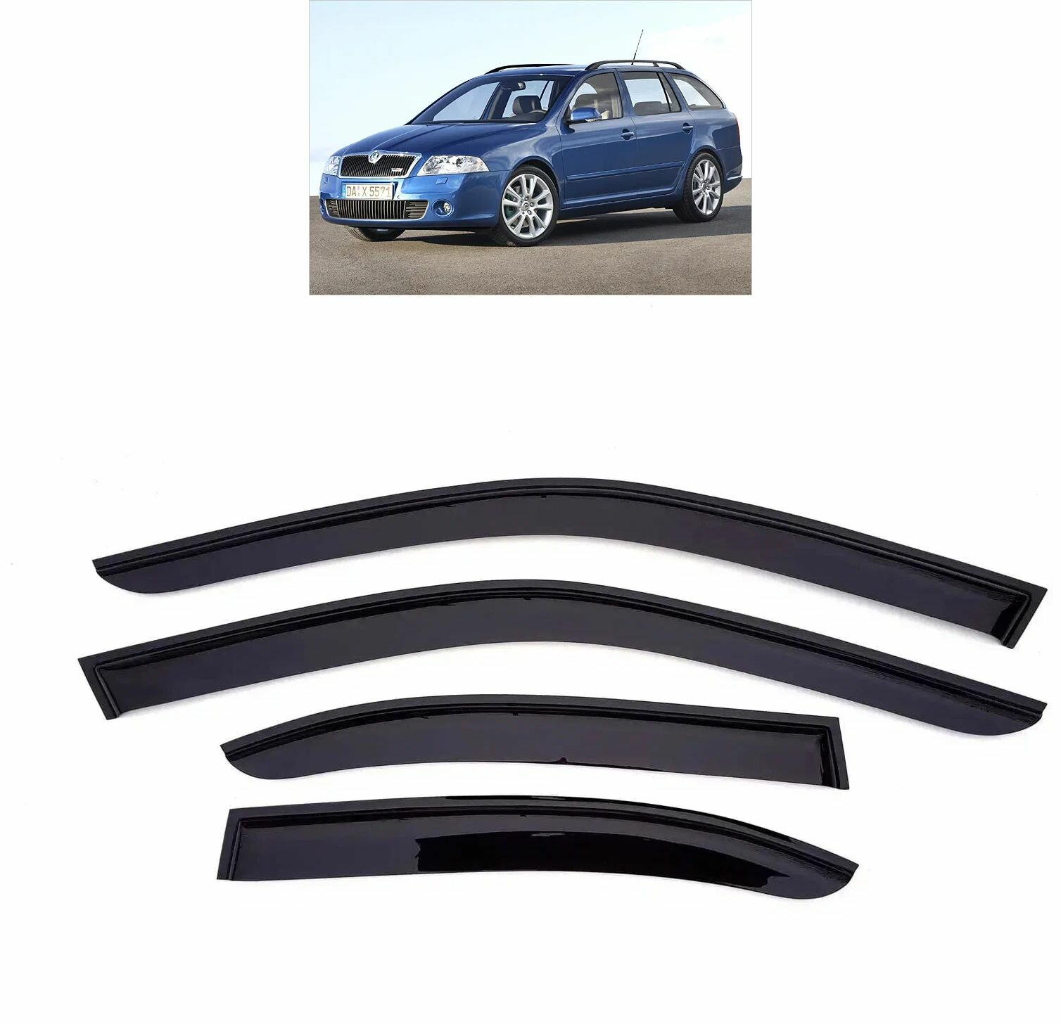 Дефлекторы боковых окон SKODA Octavia Шкода Октавия A5 универсал (2004-2013)