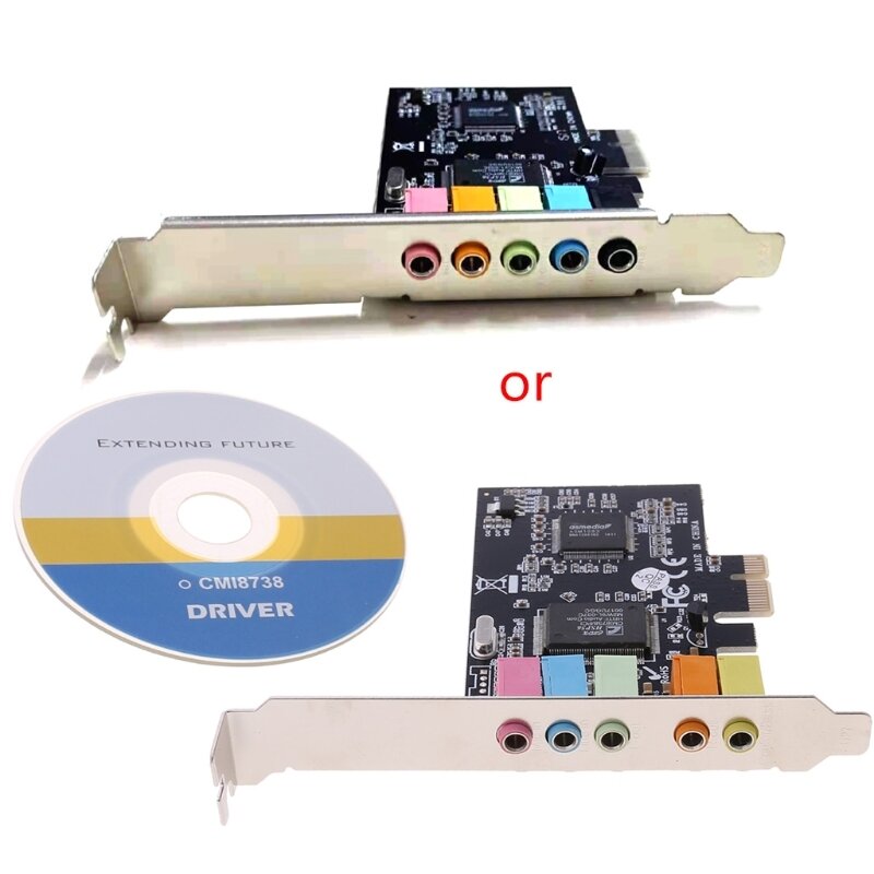 PCI-E Audio Цифровая звуковая карта 5.1 Твердотельные конденсаторы Набор микросхем CMI8738 + барьер