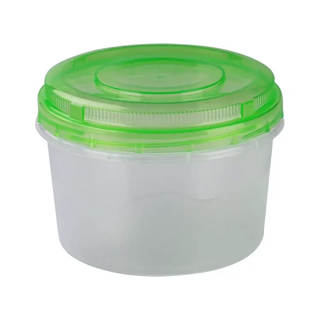 Емкость для СВЧ 1л с герметичной крышкой пластик круглая форма цвет крышки в ассортименте