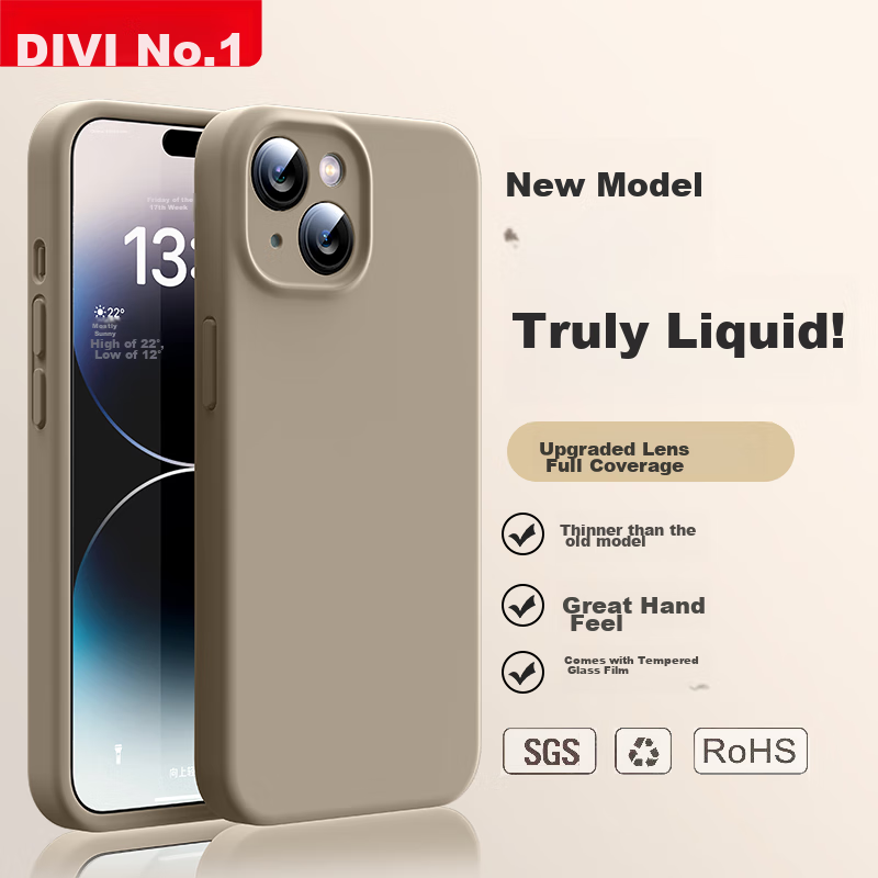 DIVI чехол для iPhone 14 из жидкого силикона полная защита от ударов и царапин с защитой камеры для мужчин и женщин