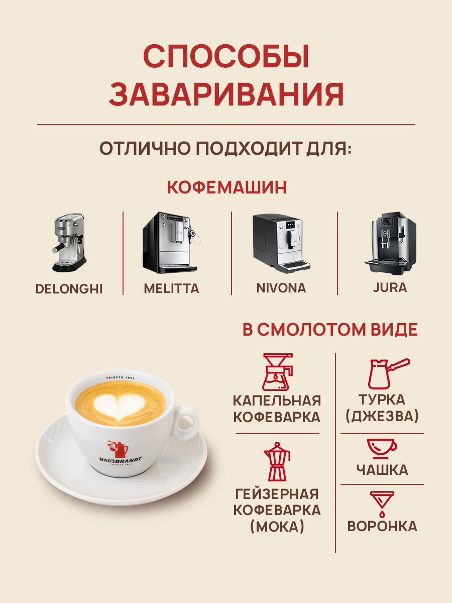 Кофе в зернах Hausbrandt Gourmet, 100% арабика, средняя обжарка, 500г — фото 1