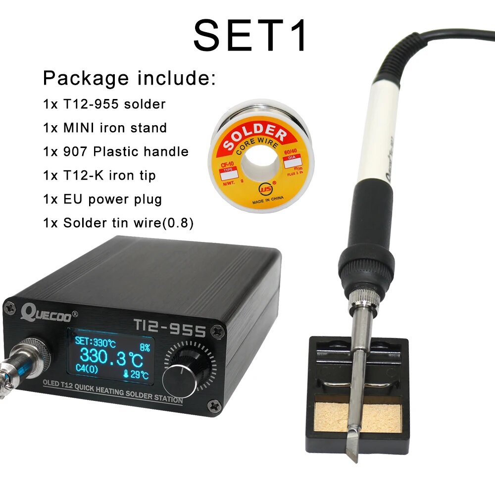 Электронный паяльник  Цифровой паяльник с ручкой T12 5Pin 907  SET1  EU Plug