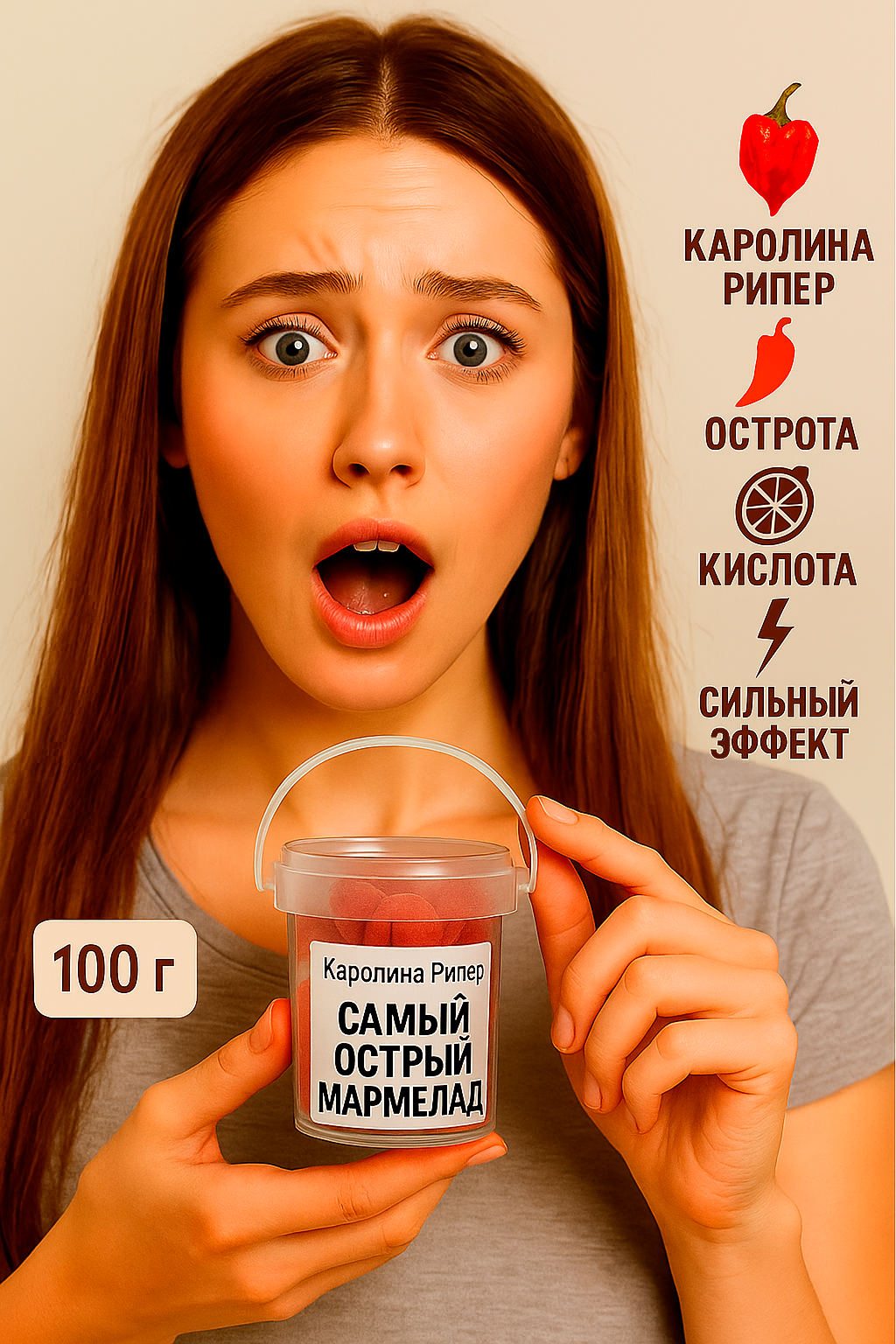 Самый острый мармелад | 100 грамм | Каролина рипер | Острая еда