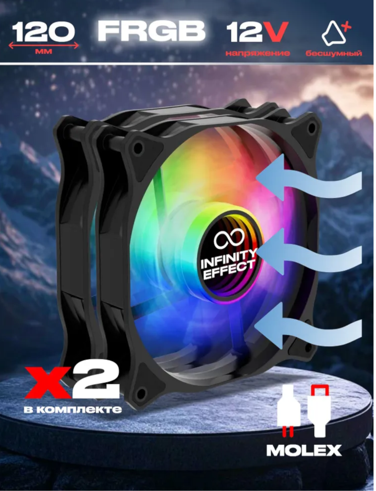 Комплект вентиляторов 1ron Pride Blade F1, 120 мм, FRGB, 2 шт
