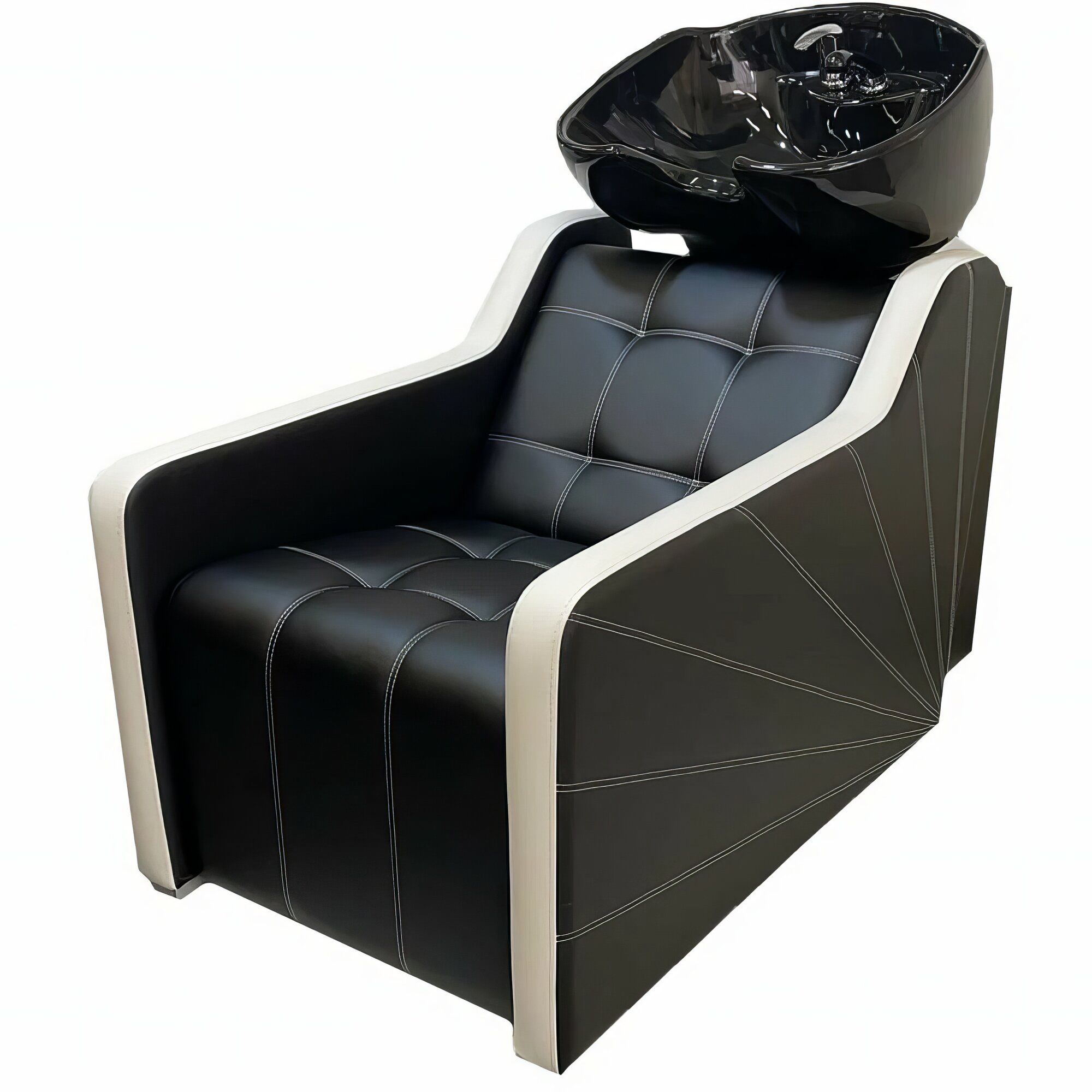 Парикмахерская мойка "Sunny" черная глубокая раковина белые подлокотники