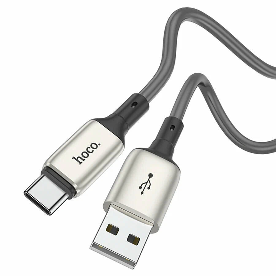 Кабель USB HOCO X66 Howdy USB - Type-C, 3A, 1 м, серый кабель для телефонов быстрой зарядки — фото 1